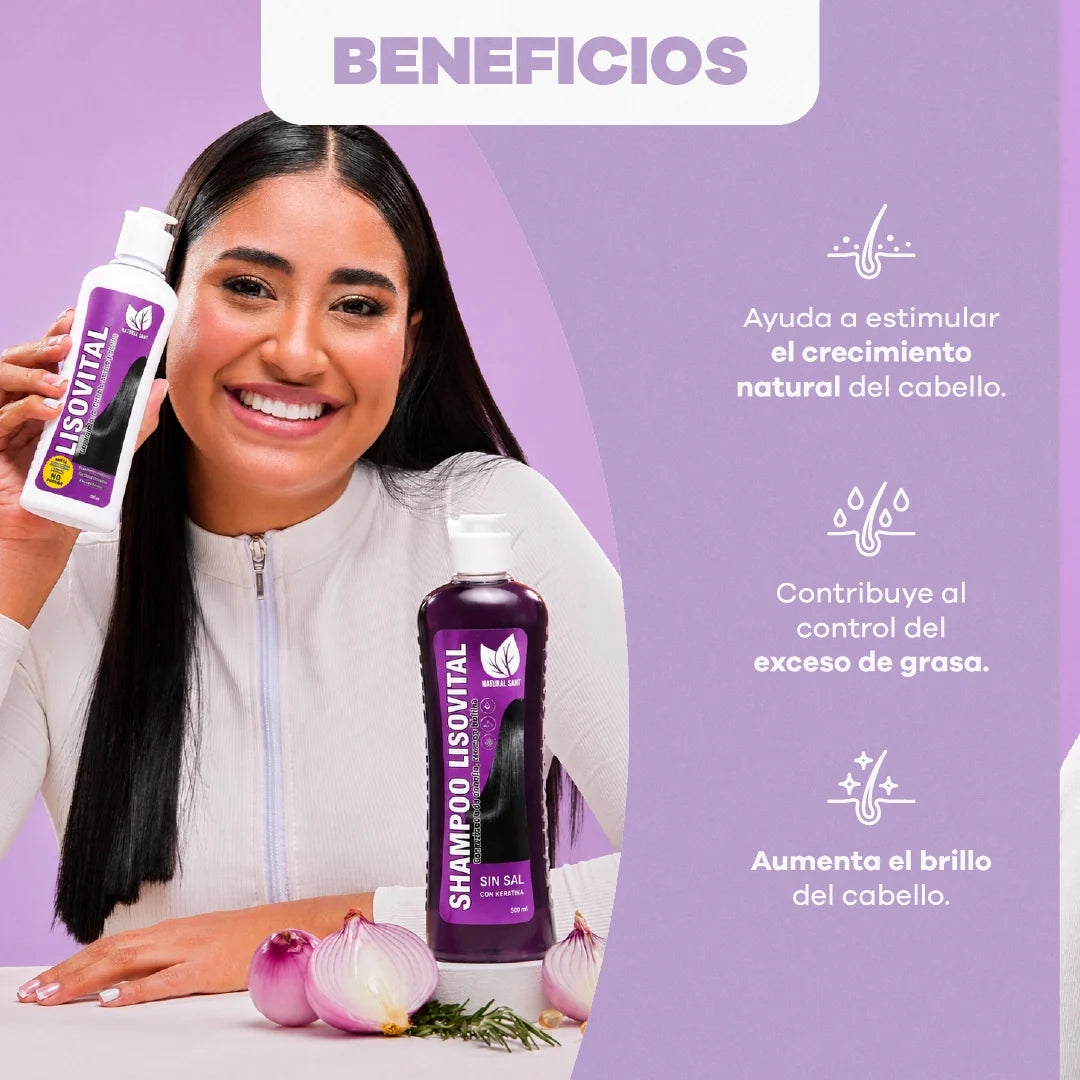 DESCUENTO - Lisovital: Shampoo con Keratina | Sistema Anti-Frizz - 500ml