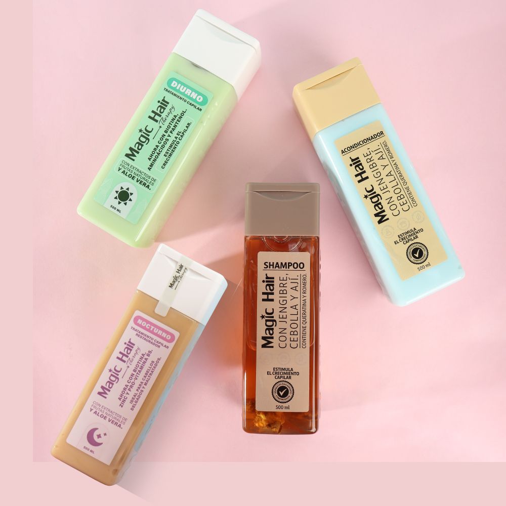 Magic Hair Shampoo and Conditioner Ginger, Onion, Chili + Day Hair Treatment + Night Hair Treatment (4 Pack)