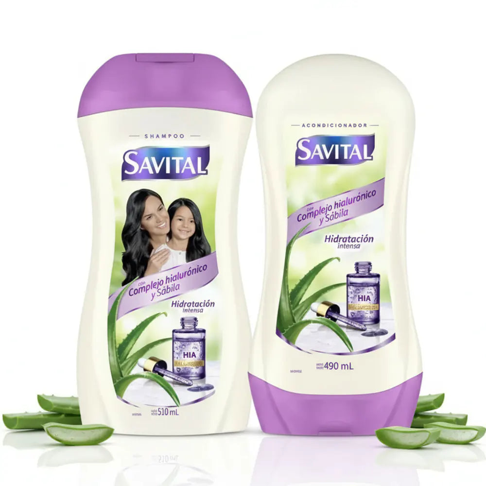 Savital Shampoo Complejo Hialuronico 510mL, Acondicionador Complejo Hialuronico 490mL (2 Pack)