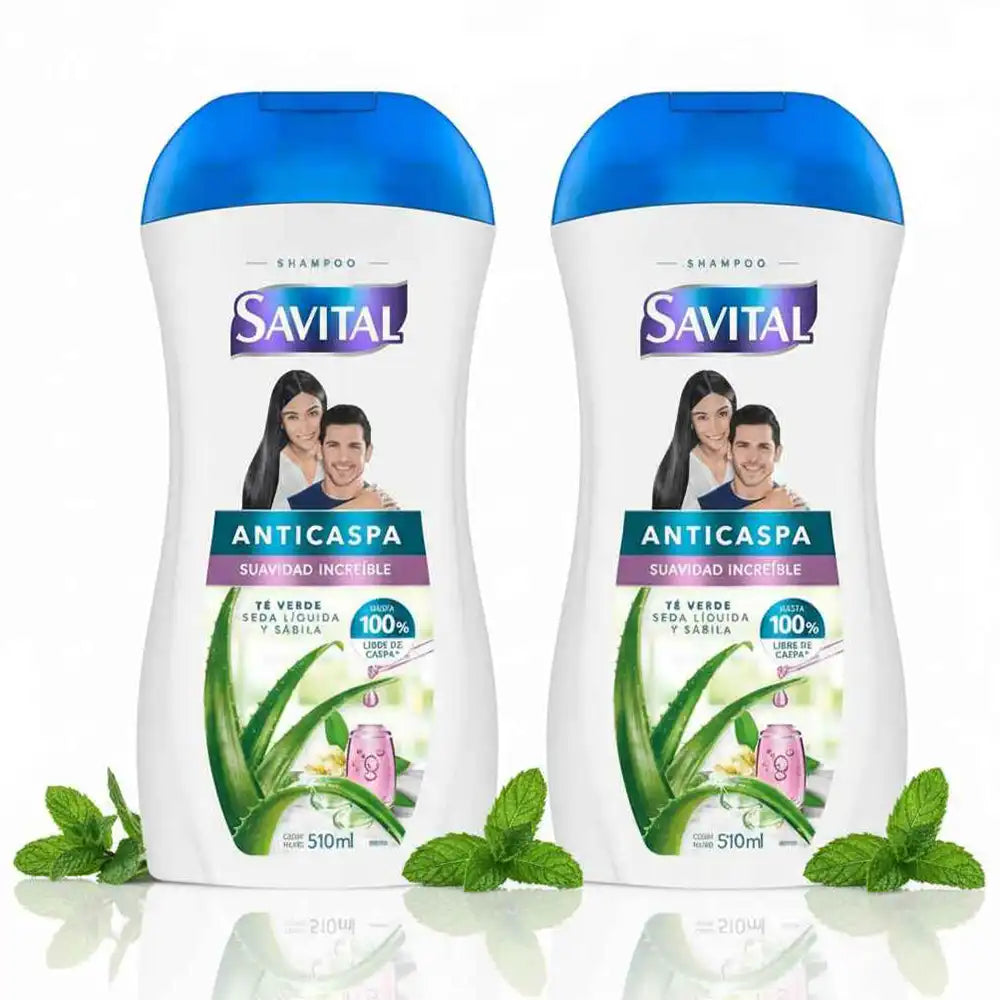Savital Anti-dandruff Shampoo with Mint, Eucalyptus and Aloe Vera (2 pack) 