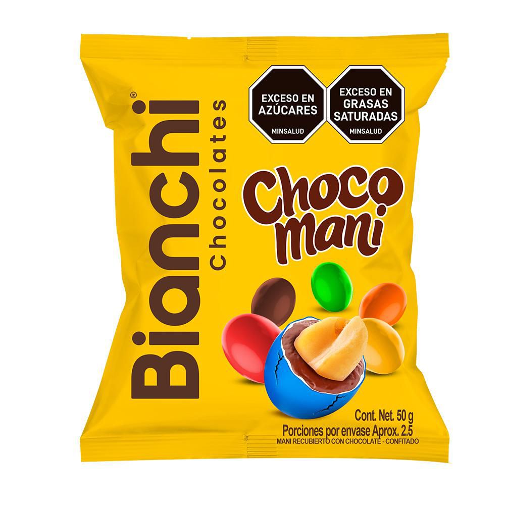 Mani Recubierto Con Chocolate Bianchi Super 50gr