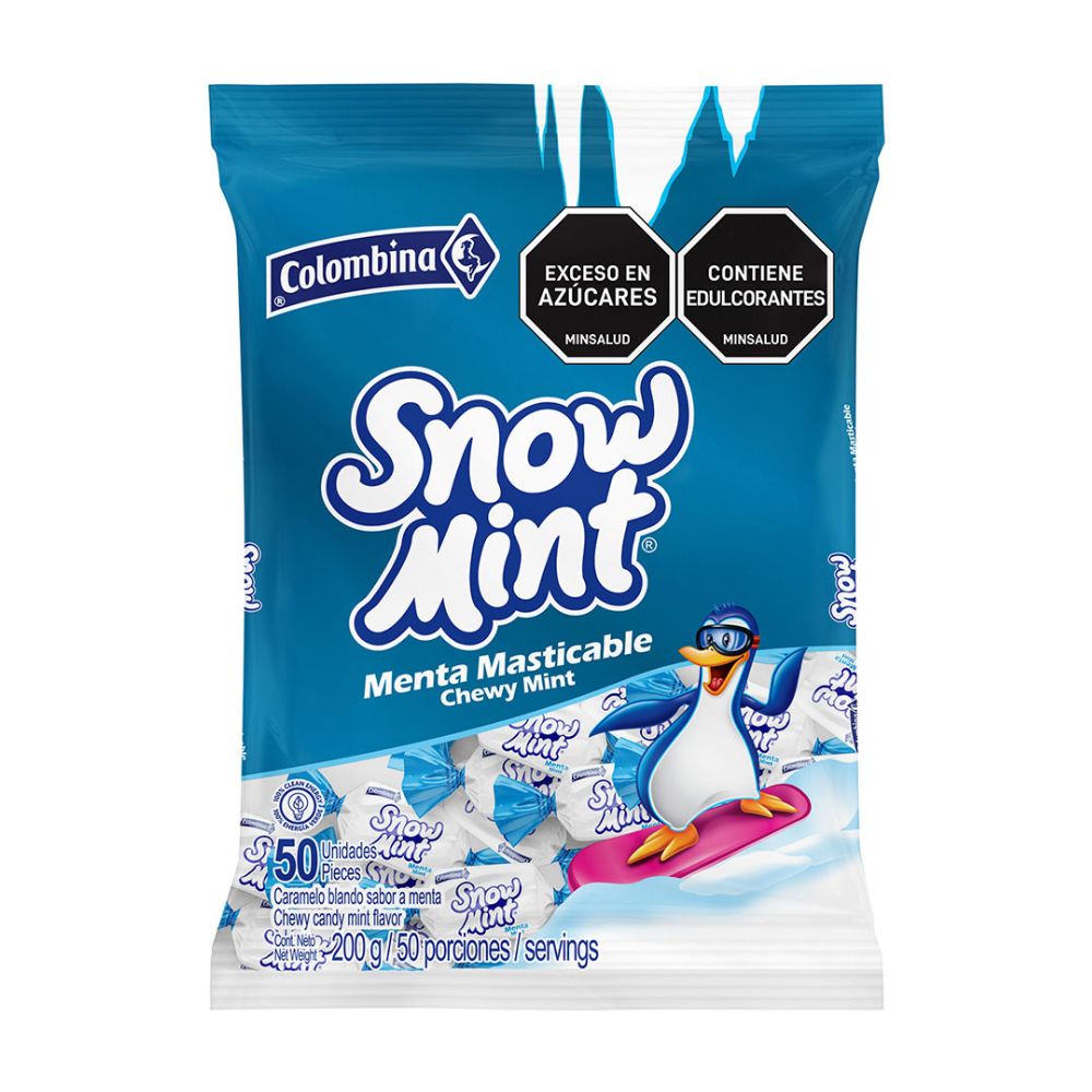SNOW MINT Caramelo blando sabor menta Colombina x 50 Unid