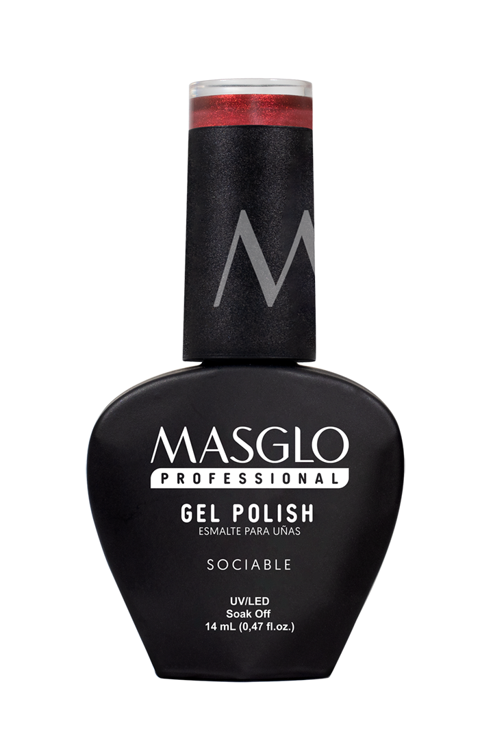 SOCIABLE - MASGLO PROFESSIONAL GEL POLISH SEMI-PERMANENT NAIL POLISH 14 ML PEARL - RED RANGE