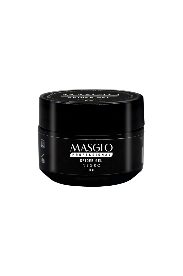 SPIDER GEL NEGRO - ESMALTE DECORACIoN SEMIPERMANENTE MASGLO PROFESSIONAL GEL POLISH 5 GR CREMOSO - GAMA NEGRO