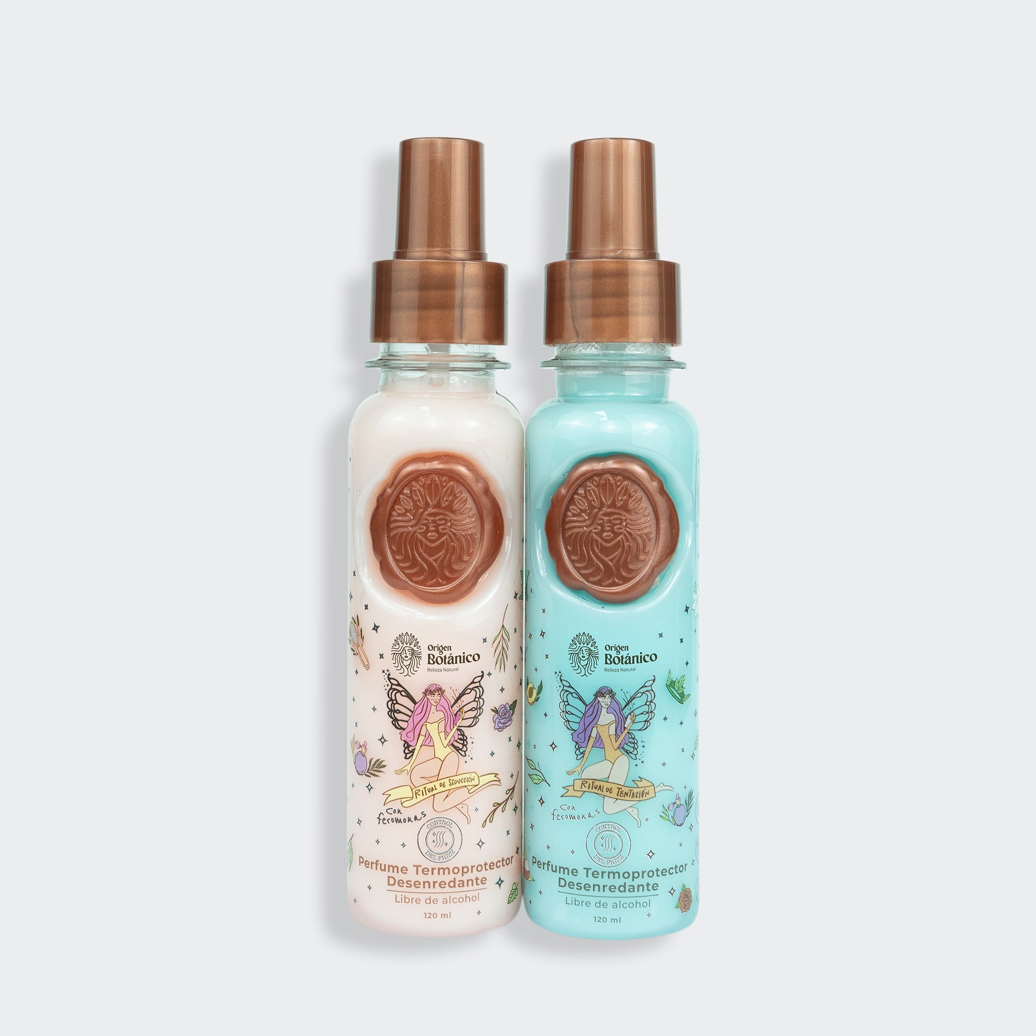 Origen Botanico Duo perfume termoprotector Azul y Rozado desenredante x120ml c/u (2 pack)