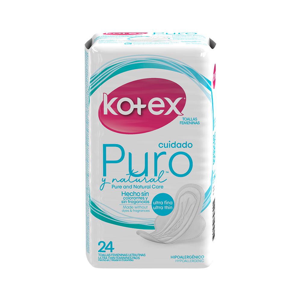 Kotex Pure & Natural Hypoallergenic Sanitary Pads (24 pcs)