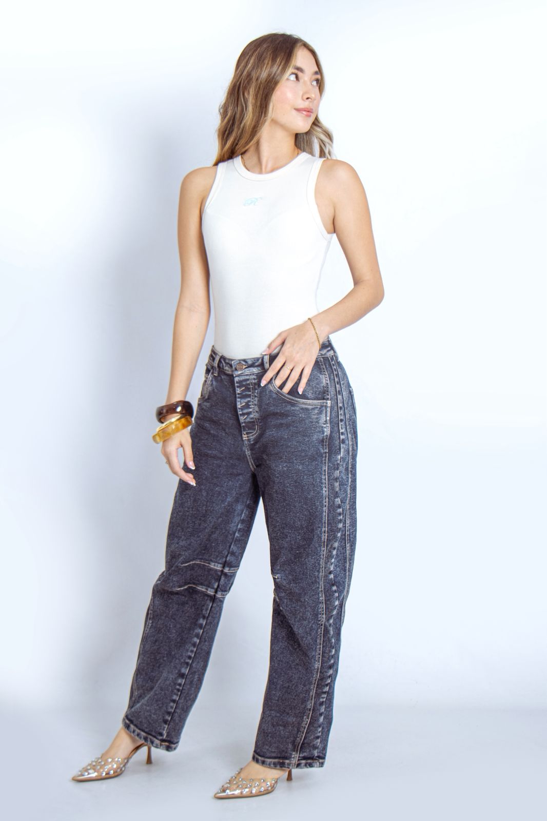 Joy Staz Colombian Jeans Barrel Fit Nevado Oscuro 716012 Jeans Colombianos