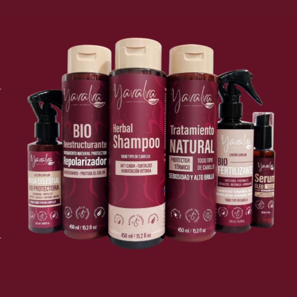 Yavalva Herbal Shampoo, Yavalva Bio Restructuring, Yavalva Natural Treatment, Yavalva Bio Fertilizer, Yavalva Celestial Breeze, Yavalva Restorative Serum. - Yavalva Complete Line Kit (6 Pack) 
