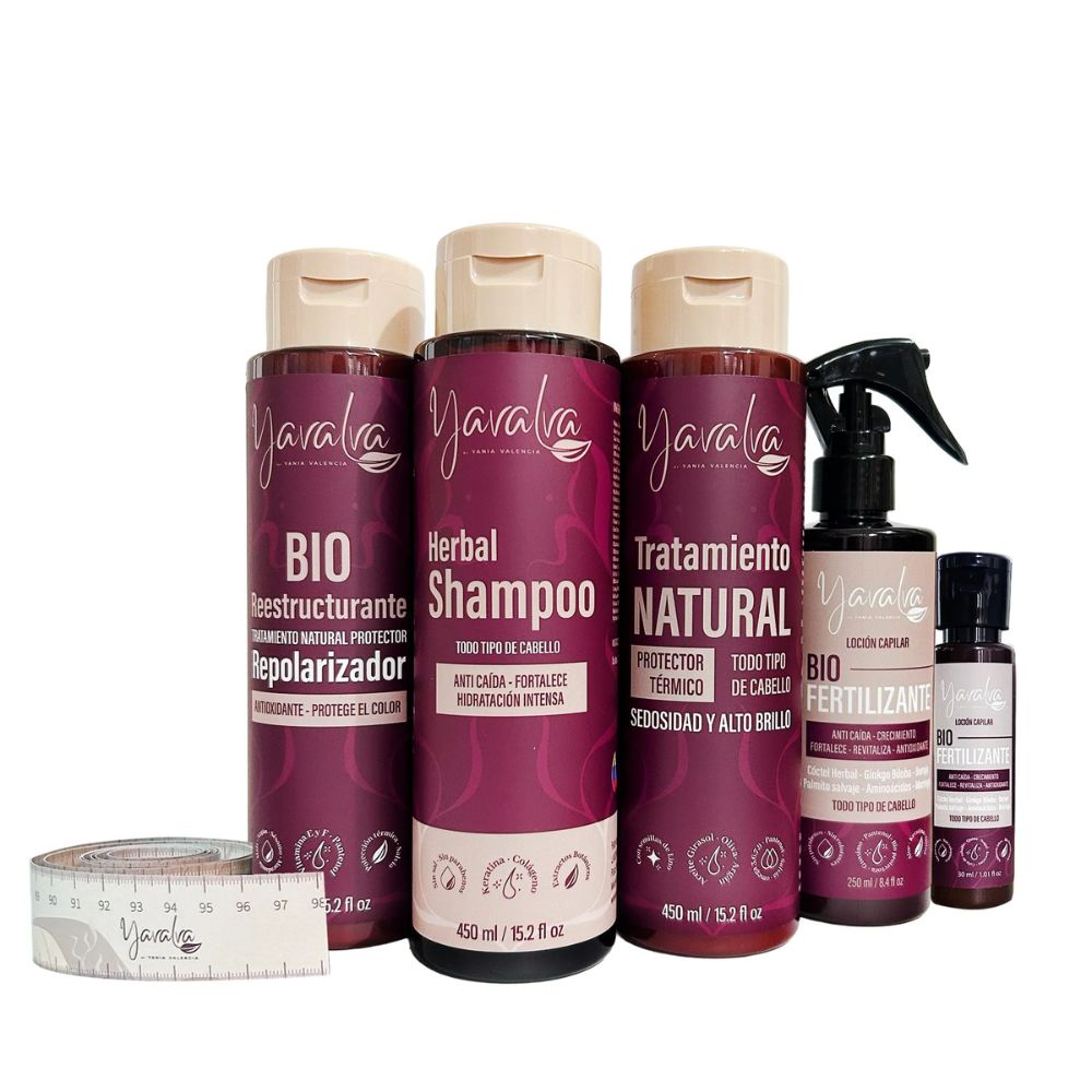 Yavalva Herbal Shampoo, Yavalva Natural Treatment, Yavalva Bio Restructuring and Yavalva Bio Fertilizer. - Yavalva Restoration Kit (4 Pack) 