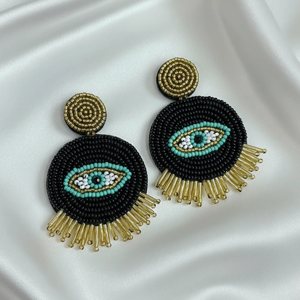 Aretes Premium Black Nazar | Aretas Ojo Turco Negras Artesanales Elegantes Z1-01