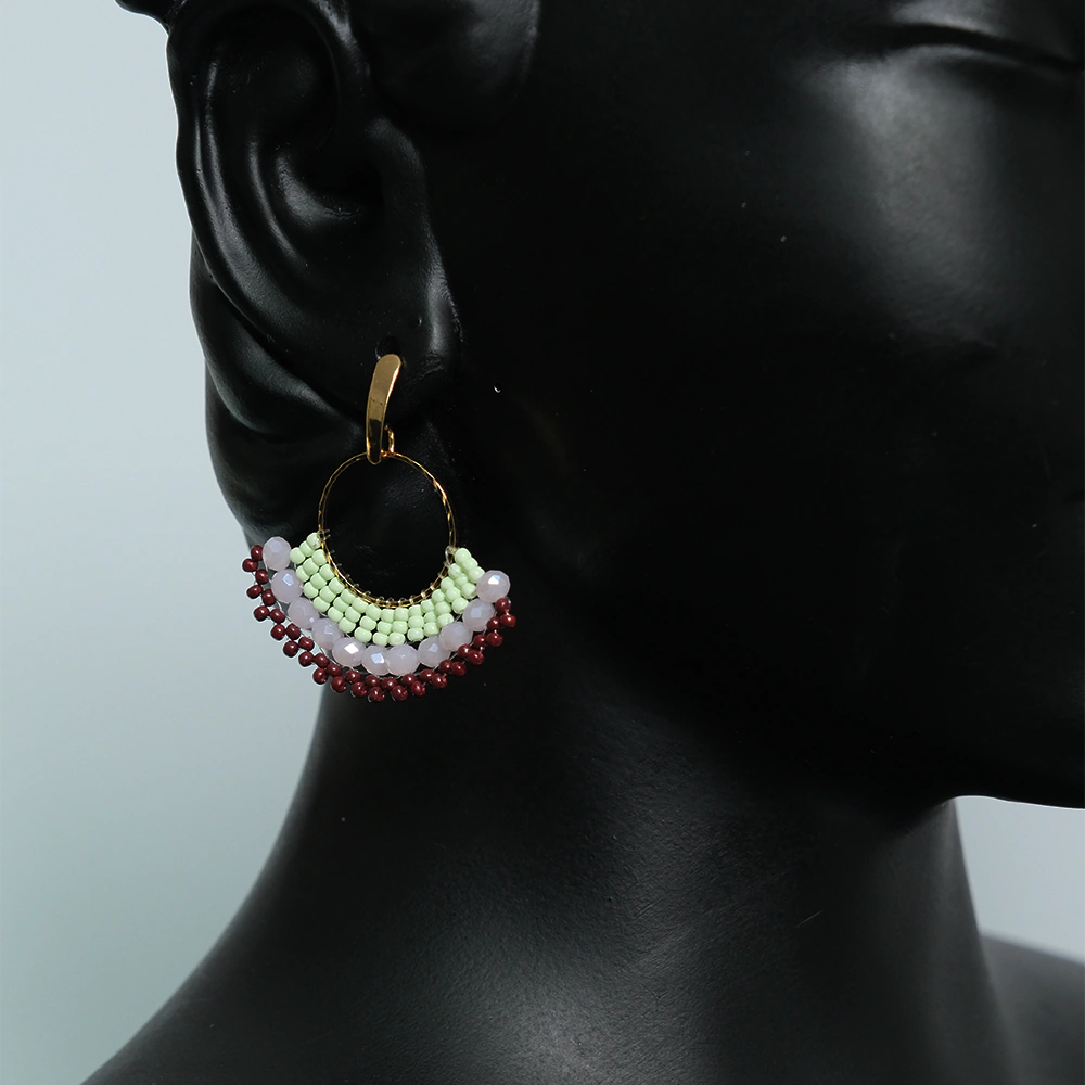Aretes Mint Aura - Aretes Aro Multicolor con Cristales y Mostacillas Z10-09