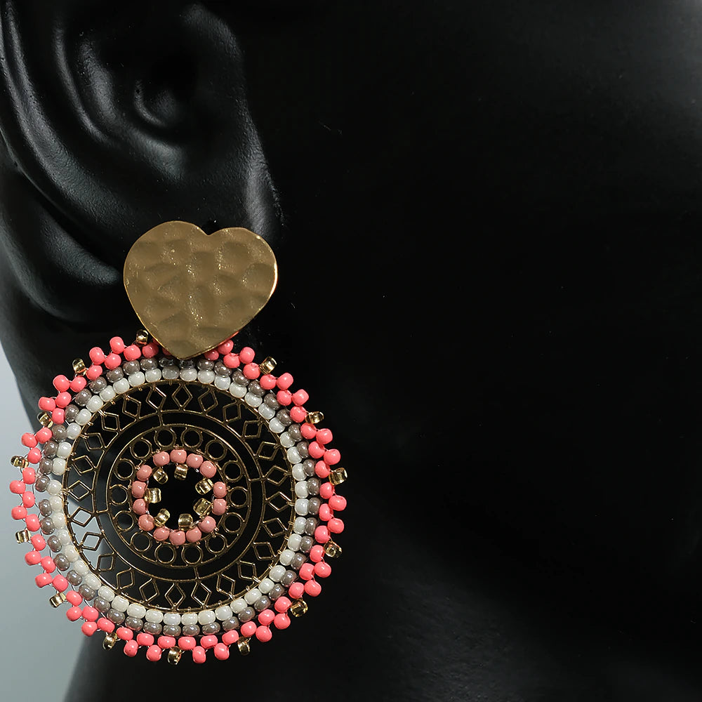 Aretes artesanales Corazon Royale rosa dorado Z2-05