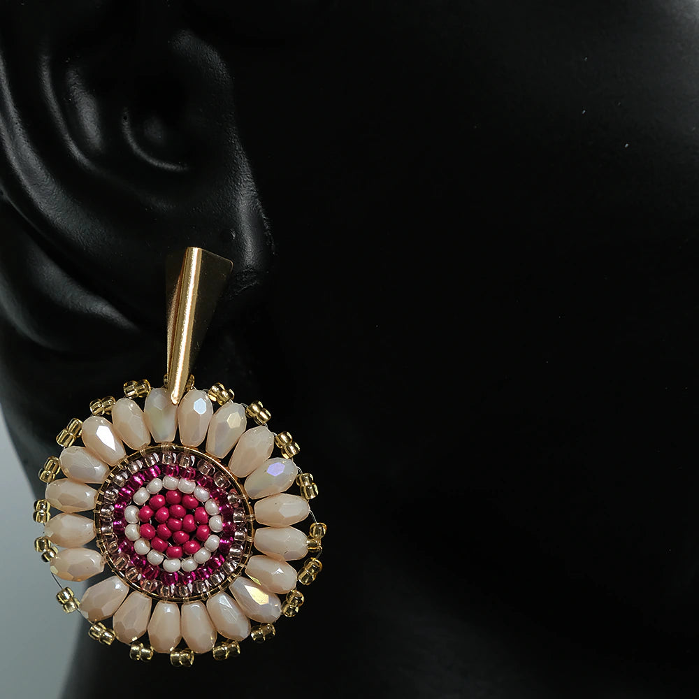 Aretes artesanales Radiancia Blush beige rosa dorado elegantes Z2-13