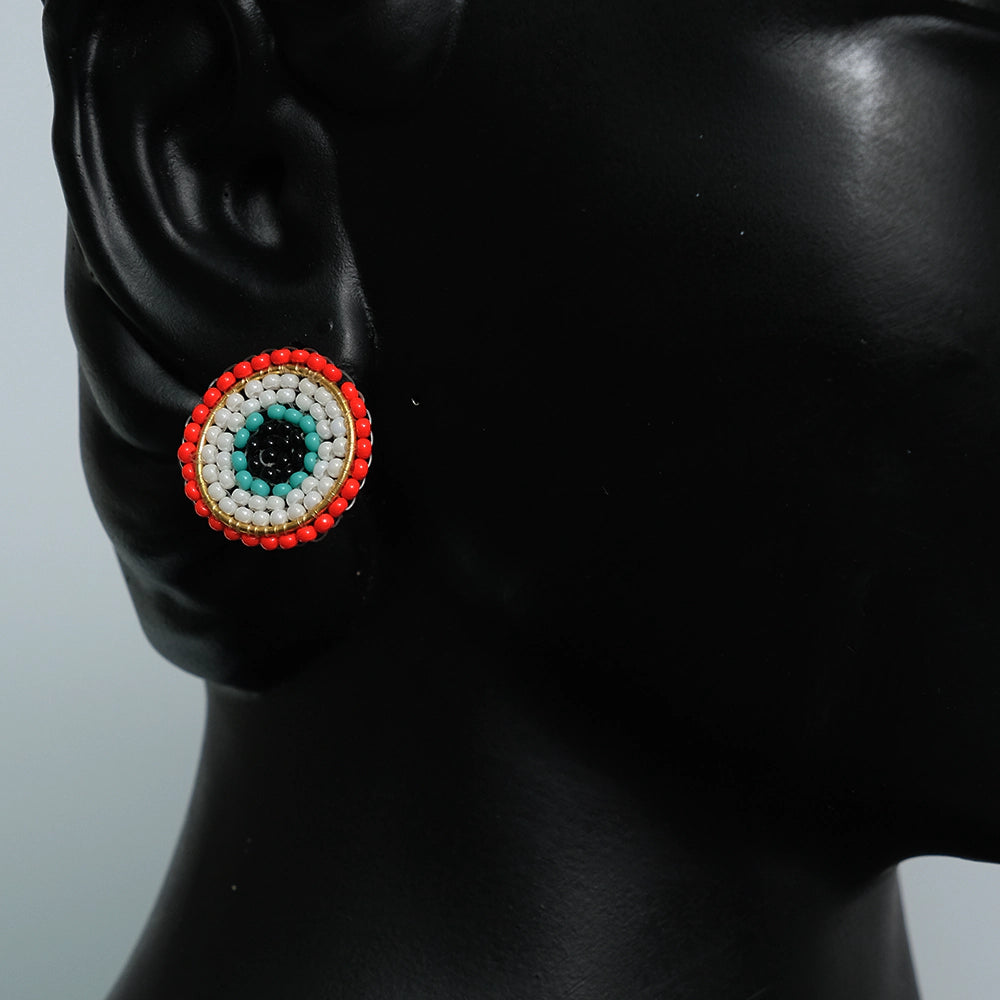 Aretes Mystic Eye - Aretes Ojo Protector en Mostacilla Hechos a Mano, Joyeria Artesanal Evil Eye Z6-04