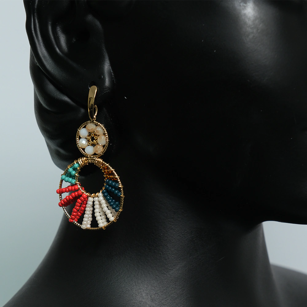 Aretes Bohemian Fiesta - Aretes Aro Multicolor con Mostacillas Hechos a Mano Z8-10