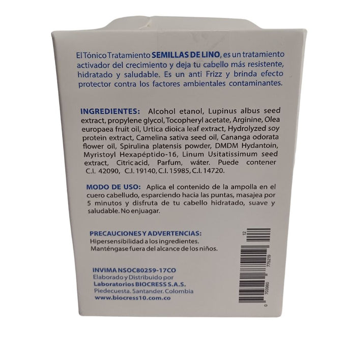 Ampoules for hair Strenght and hydration (12 Pack) biocress 10 ampolletas lino para fortalecer e hidratar el cabello biocress 10 lino
