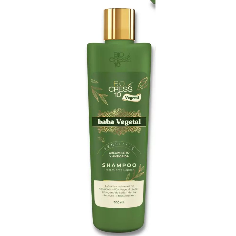 Biocress 10  Shampoo baba vegetal, Biocress 10 Tratamiento Baba vegetal, Biocress 10 Tonico crecimiento y anticaida Baba Vegetal (3 pack)