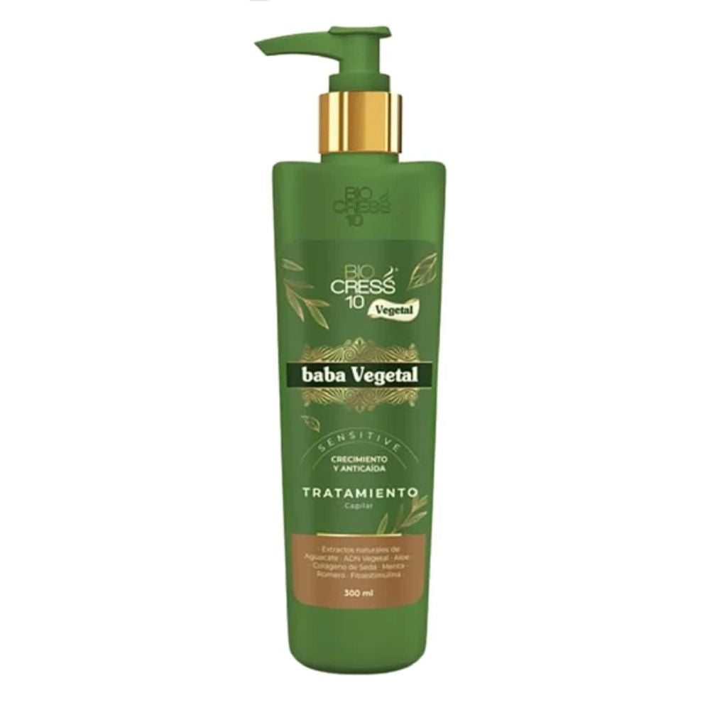 Biocress 10  Shampoo baba vegetal, Biocress 10 Tratamiento Baba vegetal, Biocress 10 Tonico crecimiento y anticaida Baba Vegetal (3 pack)
