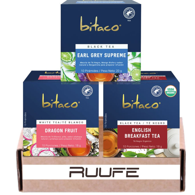 Té de hierbas (30 bolsitas de té) té de hierbas bitaco Dragon Fruit English Breakfast Tea y Earl Grey Supreme Aromaticas Colombianas Té blanco, piña, pitahaya, té negro, biche de mango y sabor natural de bergamota food