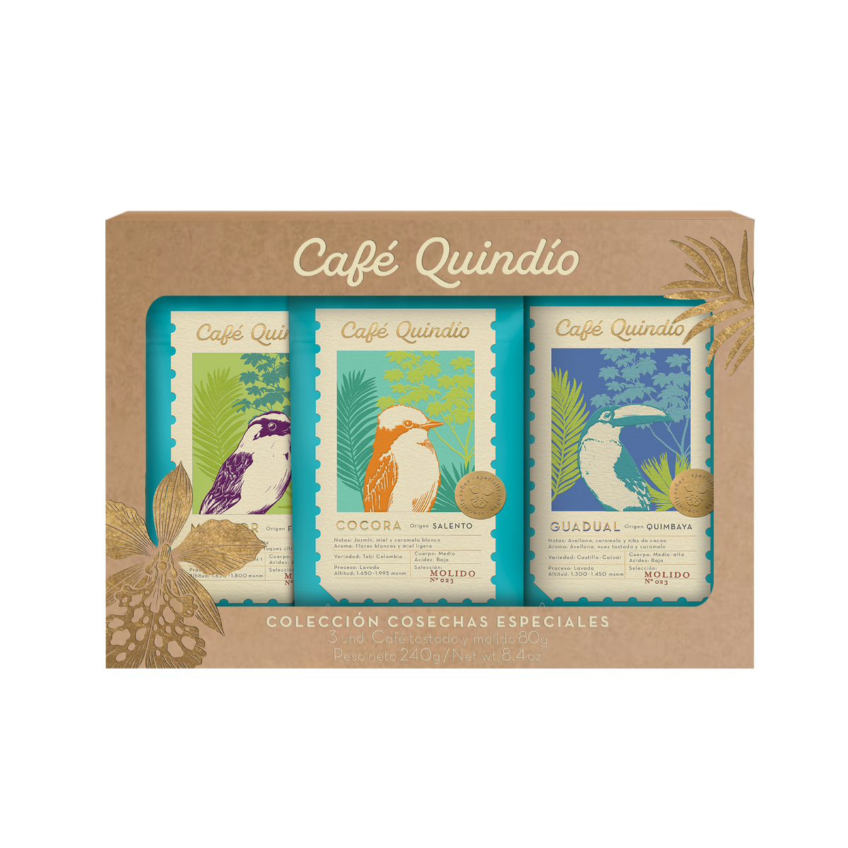 Cafe Quindio Kit cosechas especiales Molido - 240g (3 unidades x 80g)