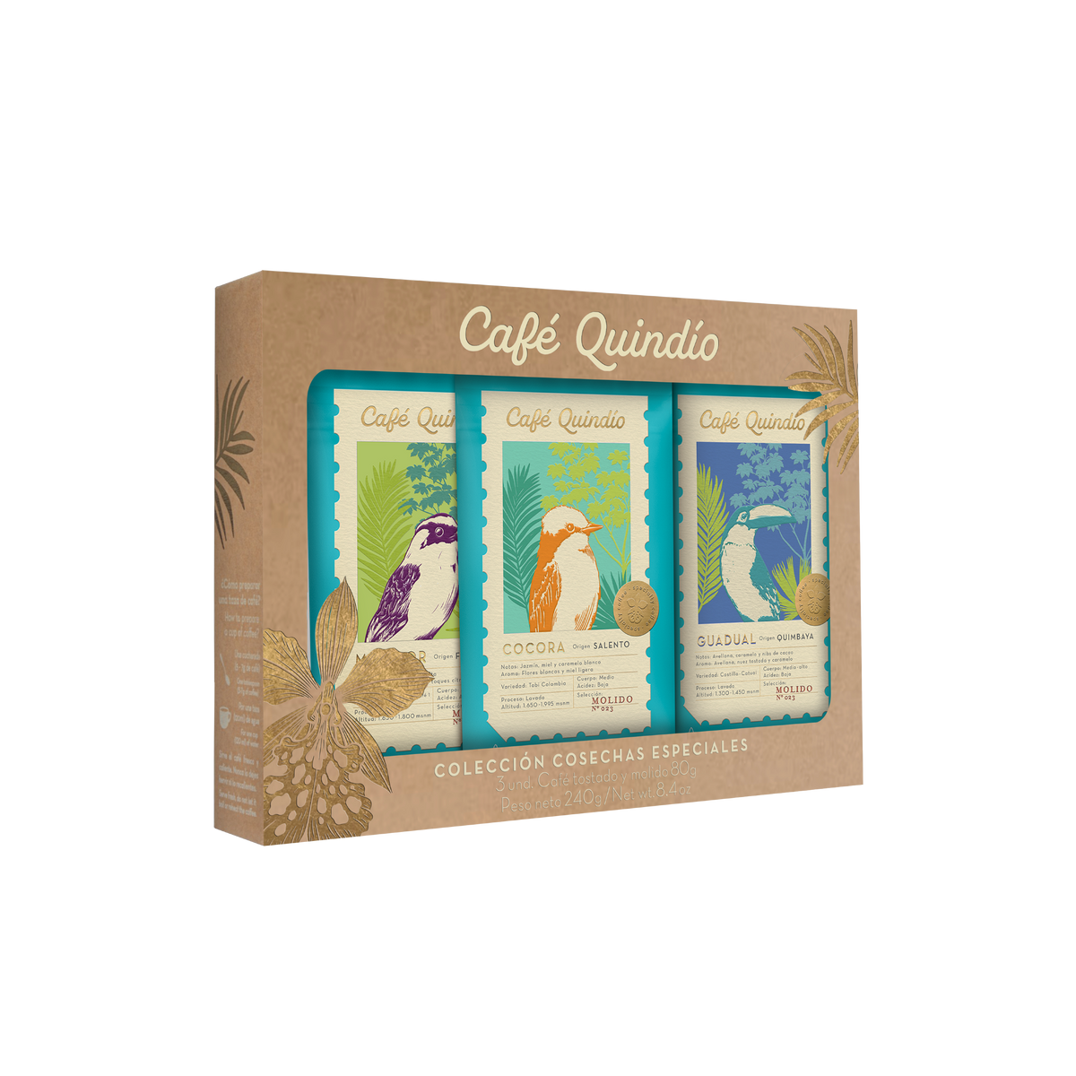 Cafe Quindio Kit cosechas especiales Molido - 240g (3 unidades x 80g)