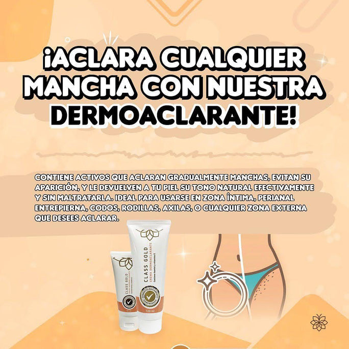 Class Gold kit Cosmetics Class Gold dermoaclarante (4.05 fl oz - 120ml) + Silicone Massage Bath Brush (2 Pack) Class Gold Cream dermoaclarante