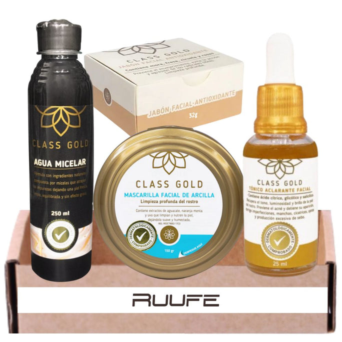 Class Gold kit Cosmetics (4 Pack) Class Gold kit antimanchas Class Gold tonico aclarante Facial mascarilla Class Gold Class Gold jabon Facial Class Gold agua micelar