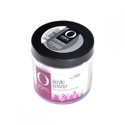 Organic Nails Polvo de Acrilico Crystal Extra Dry (Secado rápido) totalmente transparente y cristalino.