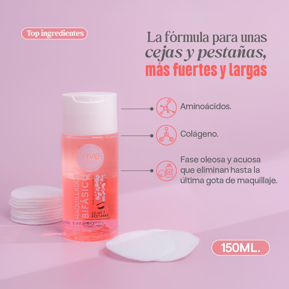 Vive Beauty Desmaquillador Bifasico Cejas y Pestañas 150 ml