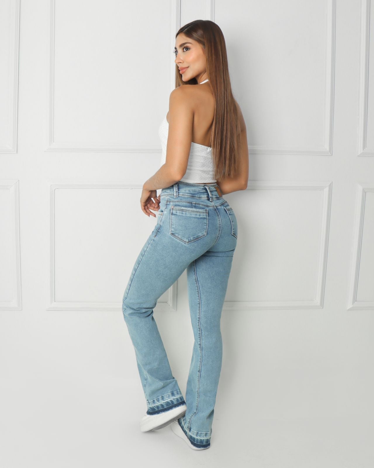 Joy Staz Jean Bota Recta Azul Claro 5 Botones - 115030