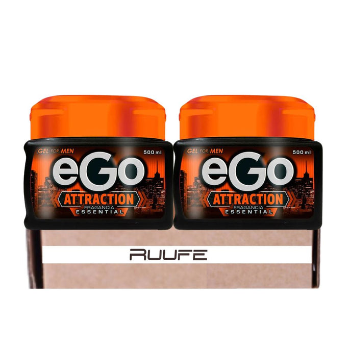 hair gel for men ego (2 Pack) 16.9 fl oz (500ml) each ego gel for men ego attraction gel for men gel ego para hombres Hair ego gel for men gel ego atraccion para hombres para hombres tapa naranja gift for men (2 pack)