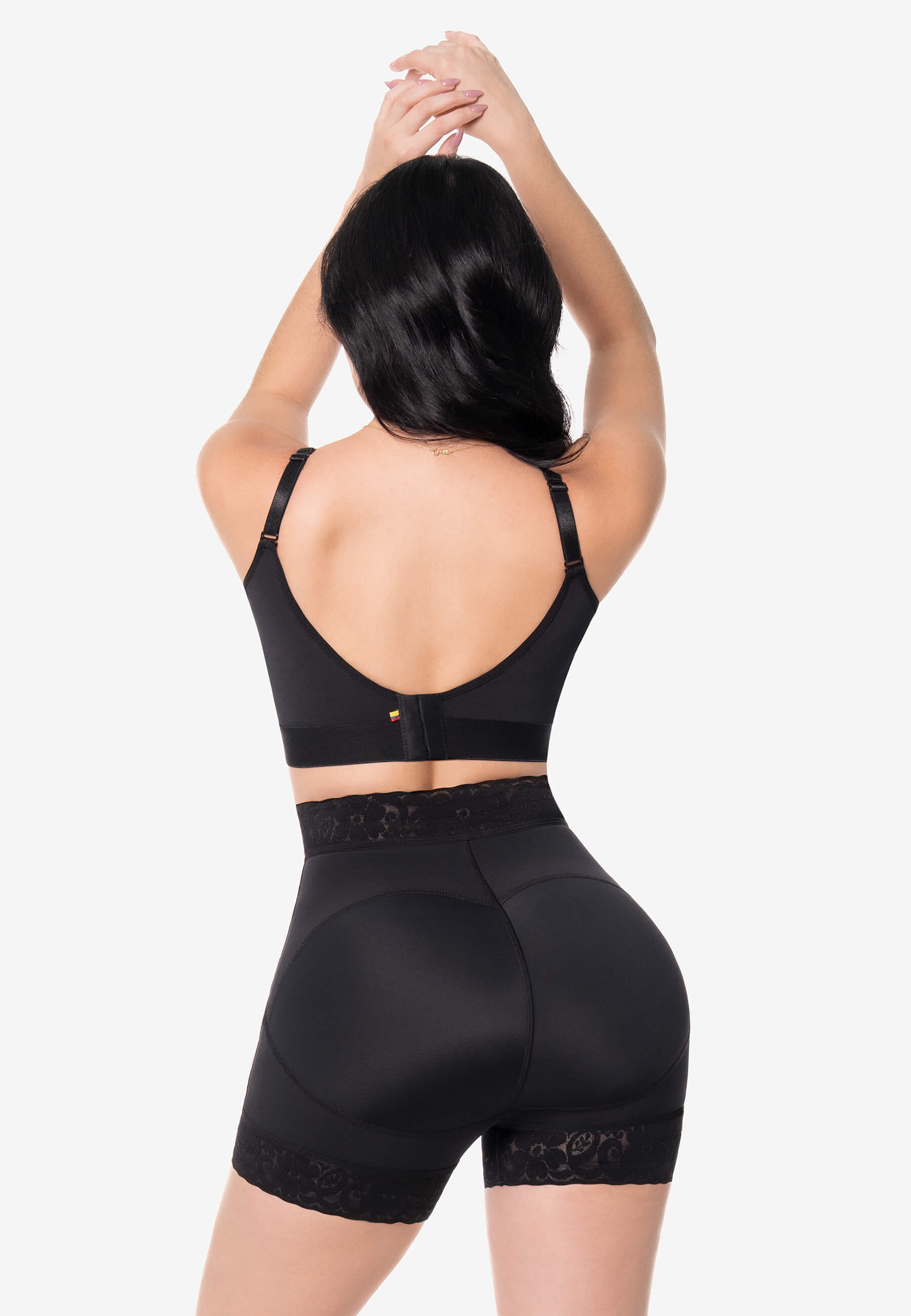 Curvia Short Emma cachetero costillero con realce Negro