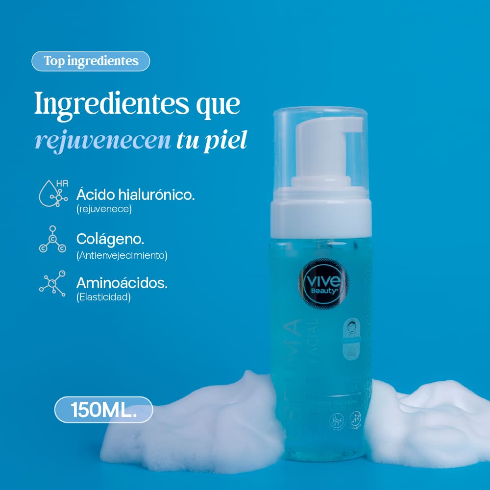 Vive Beauty Espuma Facial Acido Hialuronico + Aloe Vera 150 ml