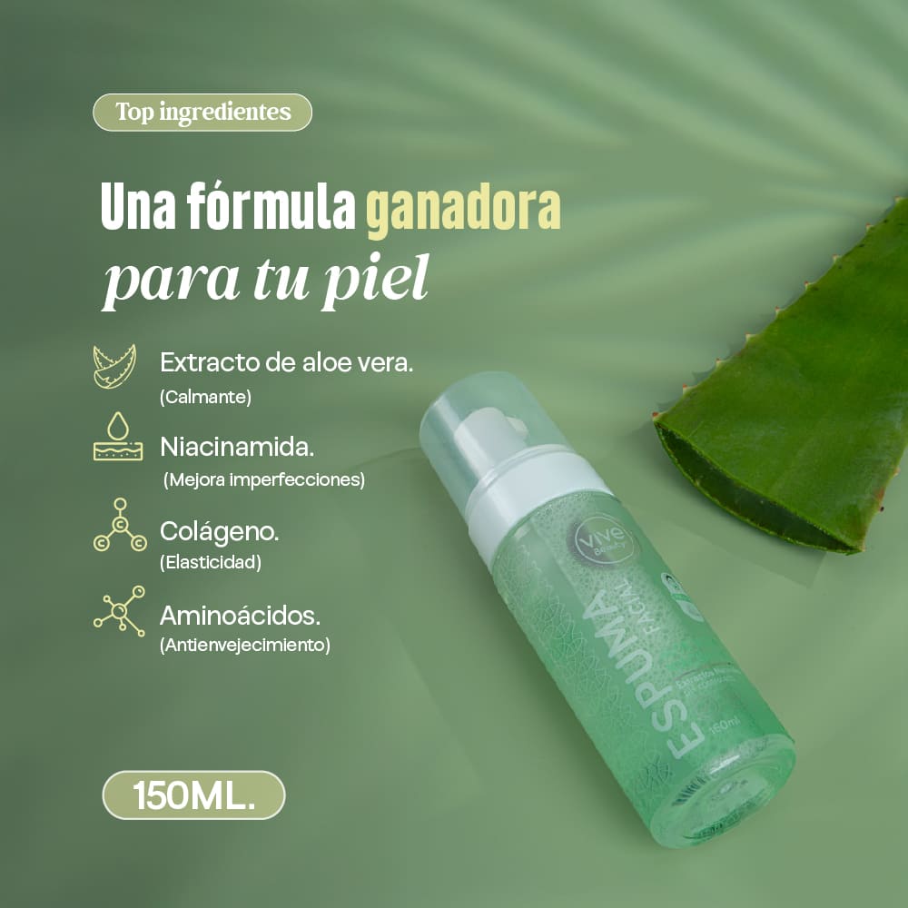 Vive Beauty Espuma Facial Aloe Vera + Niacinamida 150 ml