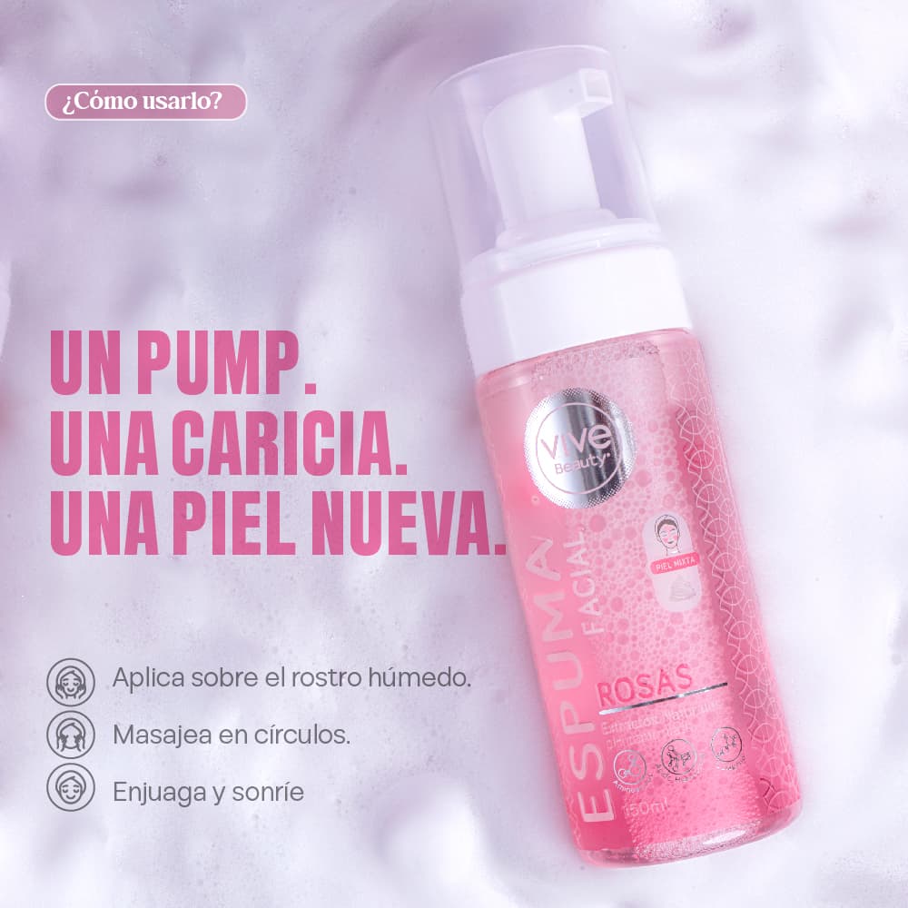 Vive Beauty Espuma Facial Rosas 150 ml