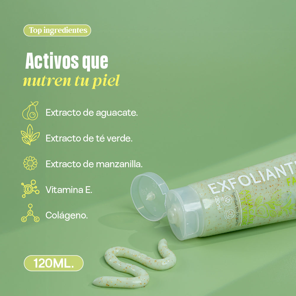 Vive Beauty Exfoliante Facial Aguacate & Te Verde 120 ml