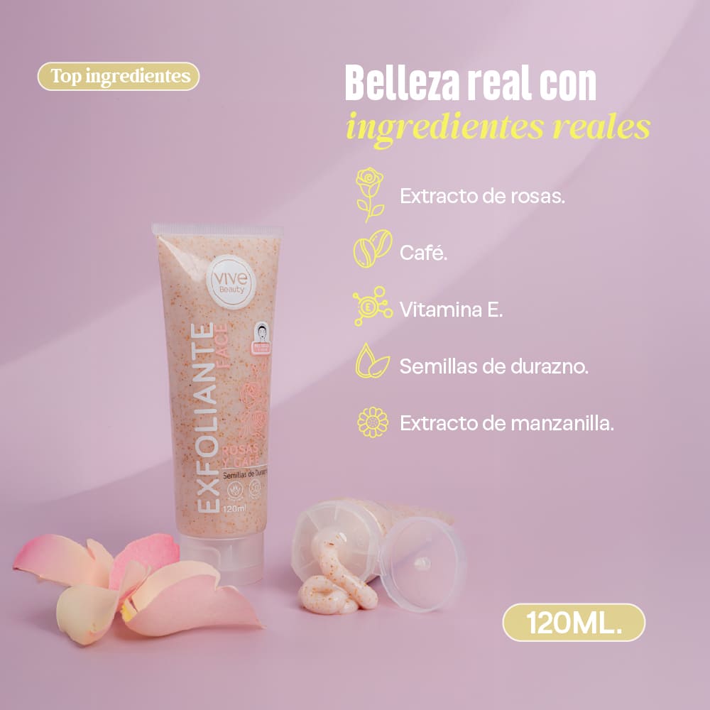 Vive Beauty Exfoliante Facial Rosas 120 ml