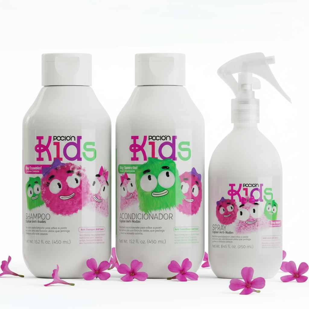 La Pocion Kit Sin Enredos Kids - Shampoo, Acondicionador y Spray Anti-Nudos (3 pack)