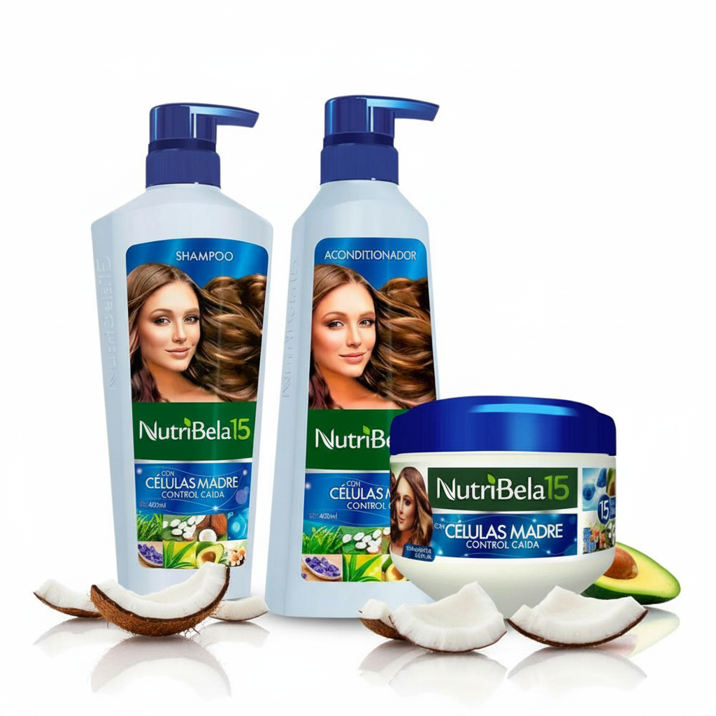 Nutribela 15 Stem Cells Shampoo 400mL + Conditioner 400mL + Treatment 300mL (3 Pack) 