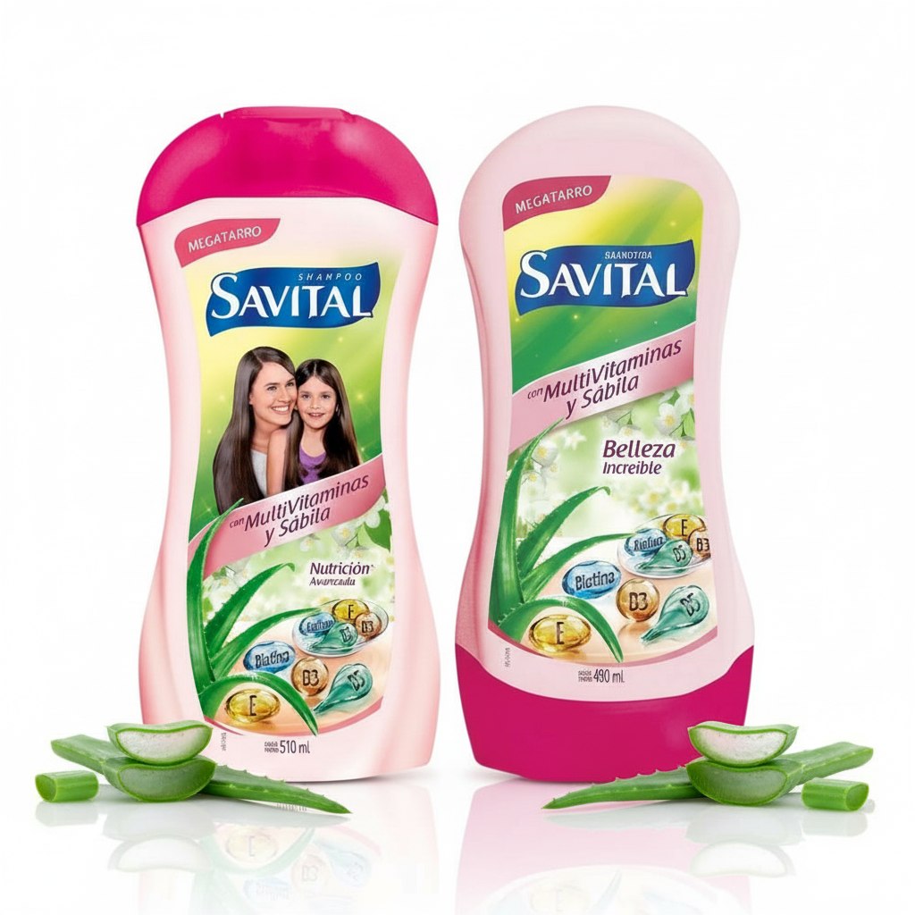 Savital Multivitamin Shampoo 510mL, Multivitamin Conditioner 490mL (2 Pack) 