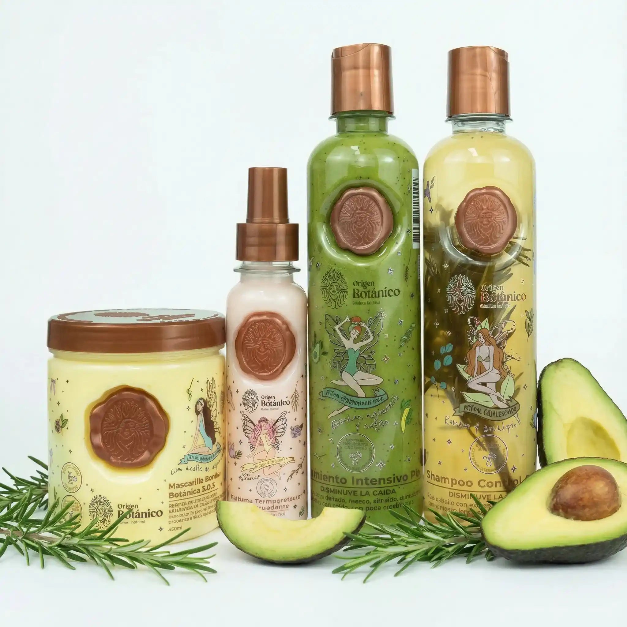 Origen Botanico Rosemary Shampoo, Plex Intensive Conditioner, Botanical Ritual Hair Mask, and Heat Protector (4Pack)