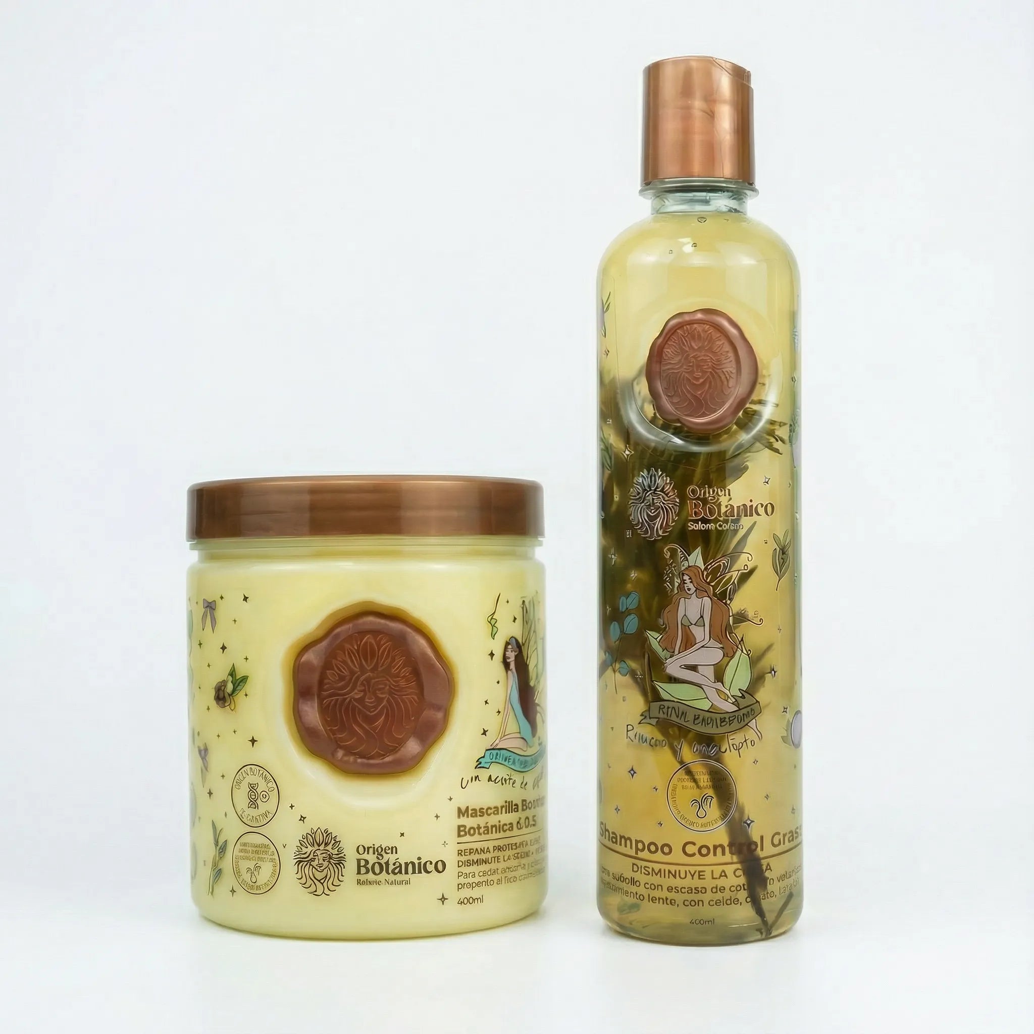 Origen Botanico Shampoo Romero y Mascarilla Bomba capilar ritual Botanico  (2 Pack)