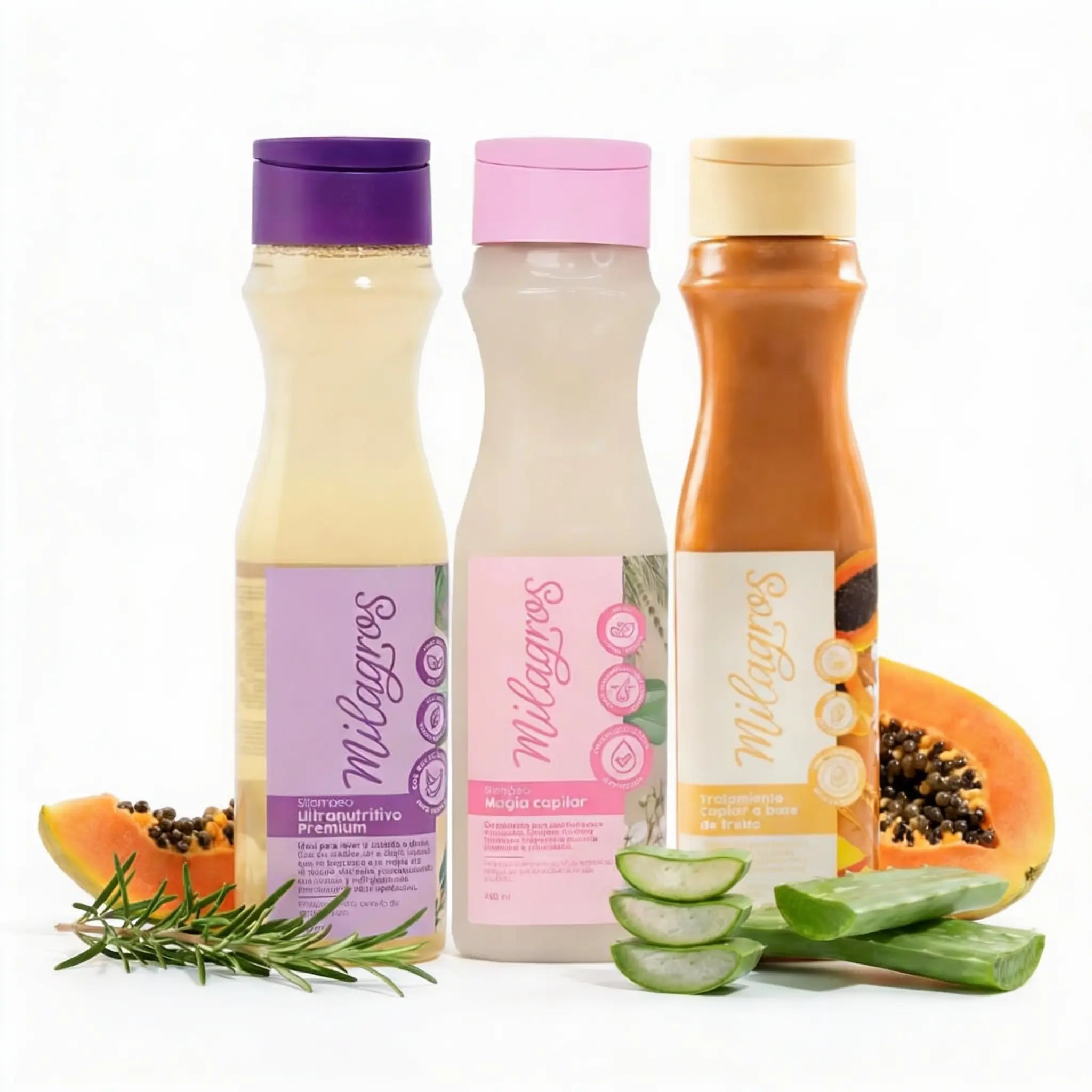 Milagros Ultra-Nourishing Shampoo, Milagros Hair Magic Shampoo and Milagros Fruit-Based Treatment (3 pack)