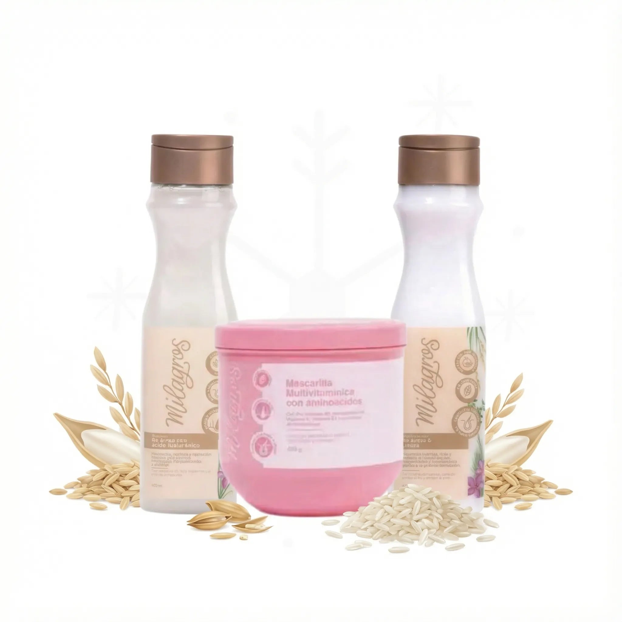 Milagros Rice Shampoo, Milagros Rice Conditioner and Milagros Multivitamin Hair Mask (3 pack) 