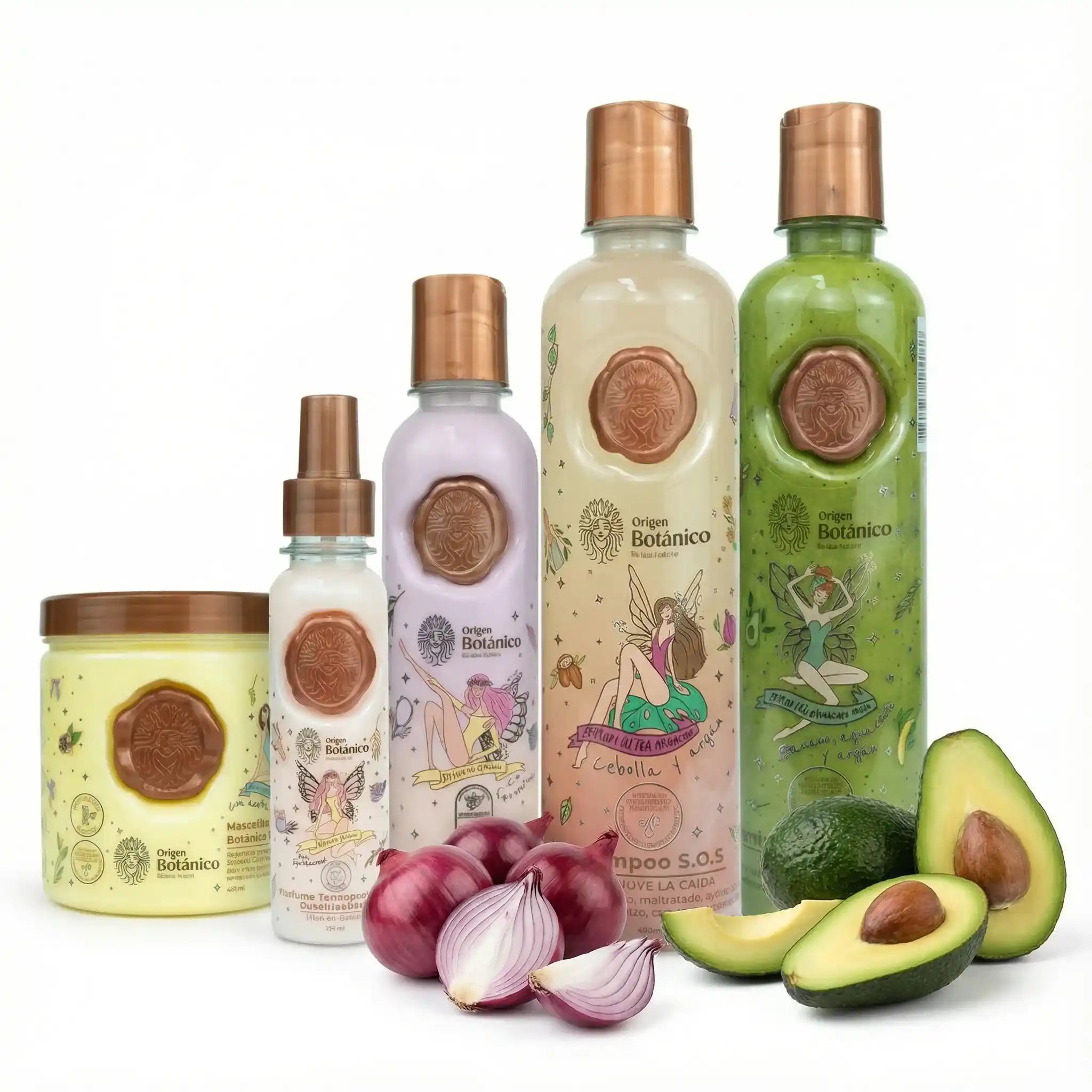 Origen Botanico Shampoo Cebolla, Tratamiento Intensivo Plex Mascarilla Bomba capilar ritual Botanico, mantequilla y termoprotector de ritual botanico (5 Pack)