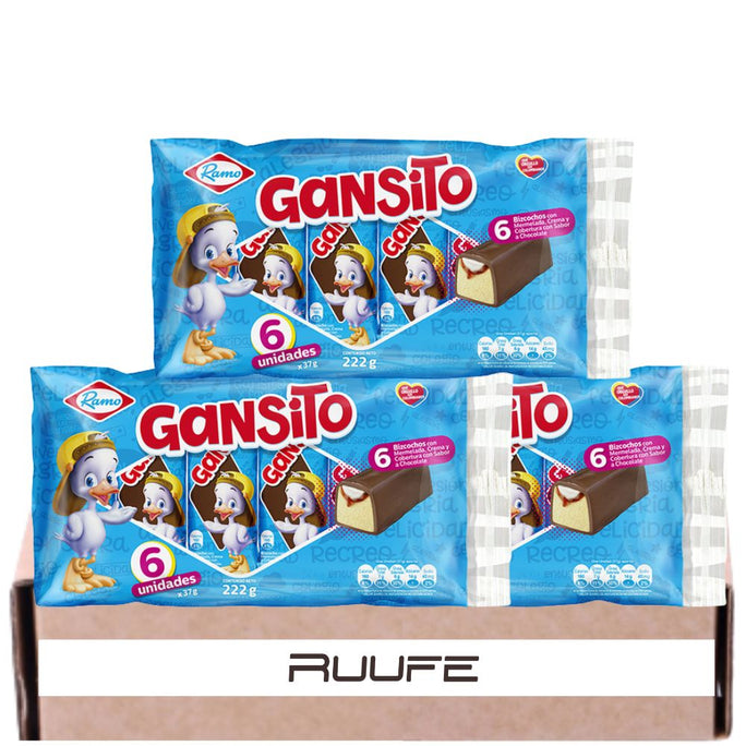 Gansito Snack Cake cubierto con chocolate (paquete de 3) y mora y arequipe justo dentro del paquete de 6 cada uno food