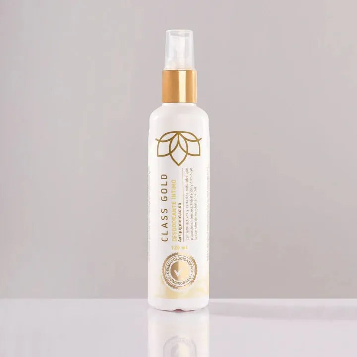 Class gold jabon intimo x 120ml, Class gold crema dermoaclarante 60mL, Class gold desodorante intimo amarillo x 120. (3 pack)