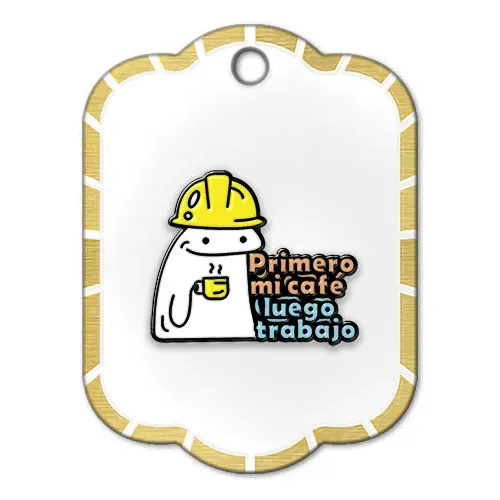 Pin metálico  Primero mi café, luego trabajo PJ-01