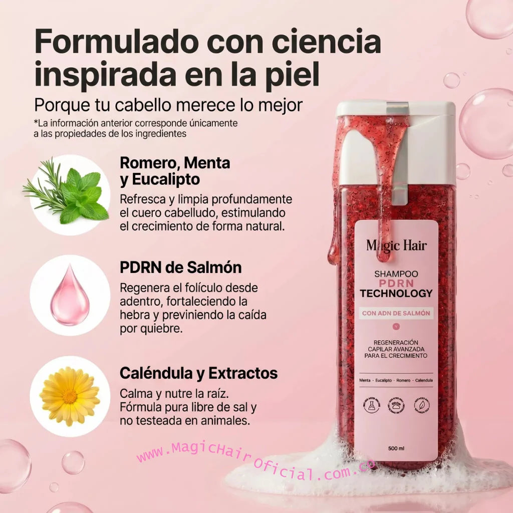 Magic Hair Shampoo de Romero con PDRN Salmon Para Cabello Debil 500ml