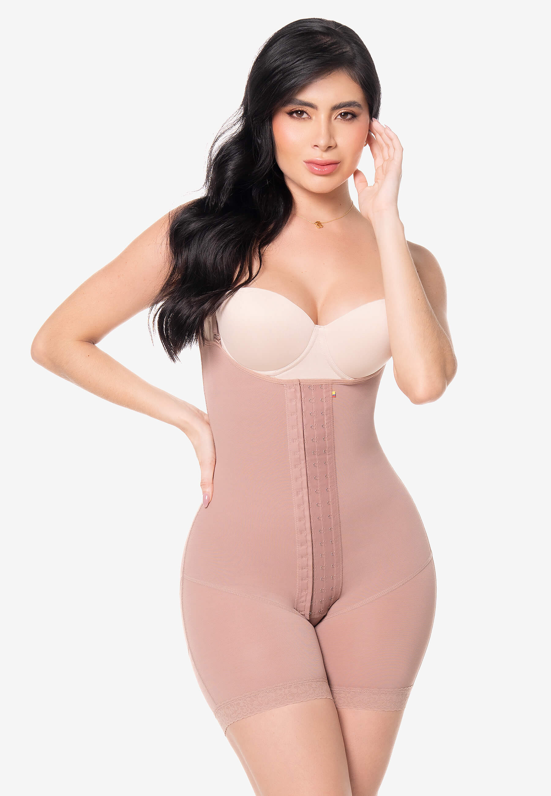 Curvia Faja Isabela con broche  media pierna Cocoa